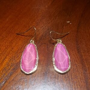Elegant Pink and Gold Drop Earrings